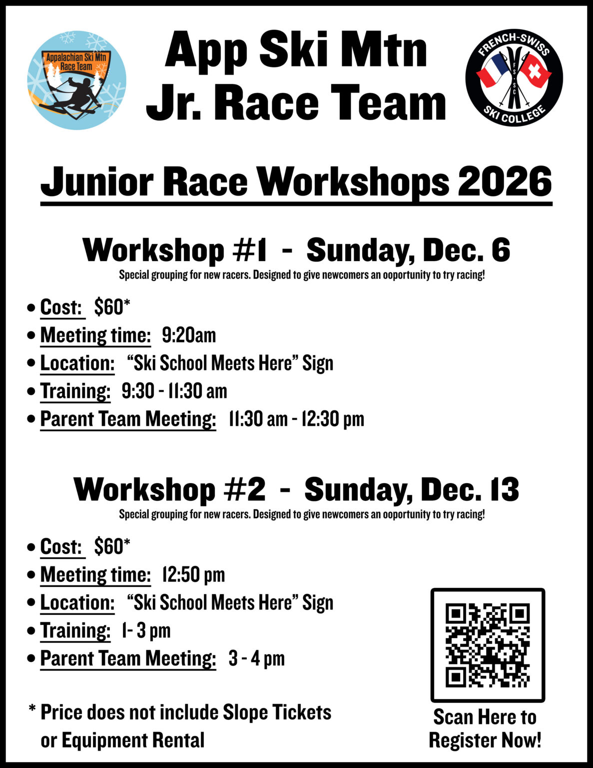 Appalachian Ski Mountain Junior Race Workshop #1 2026 poster or cover